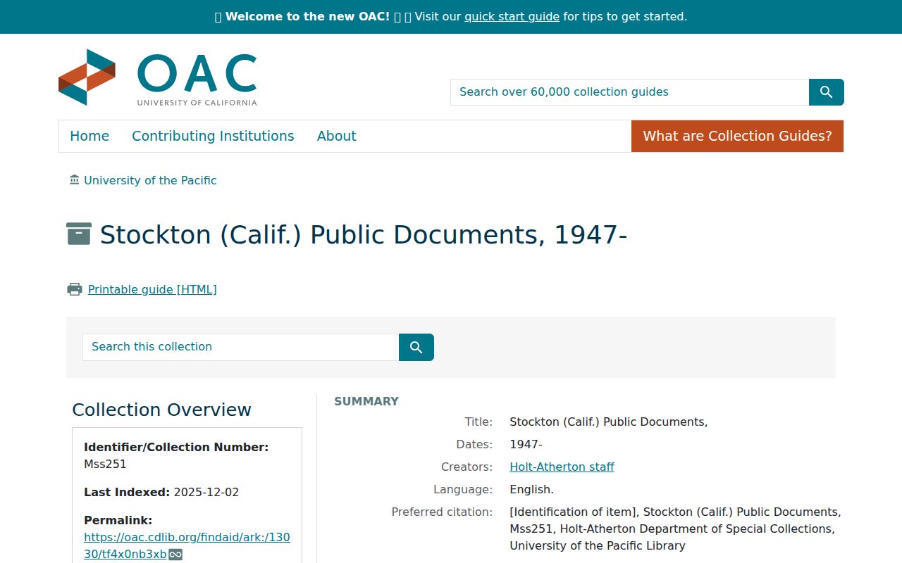 Stockton city directory University of the Pacific public documents archive