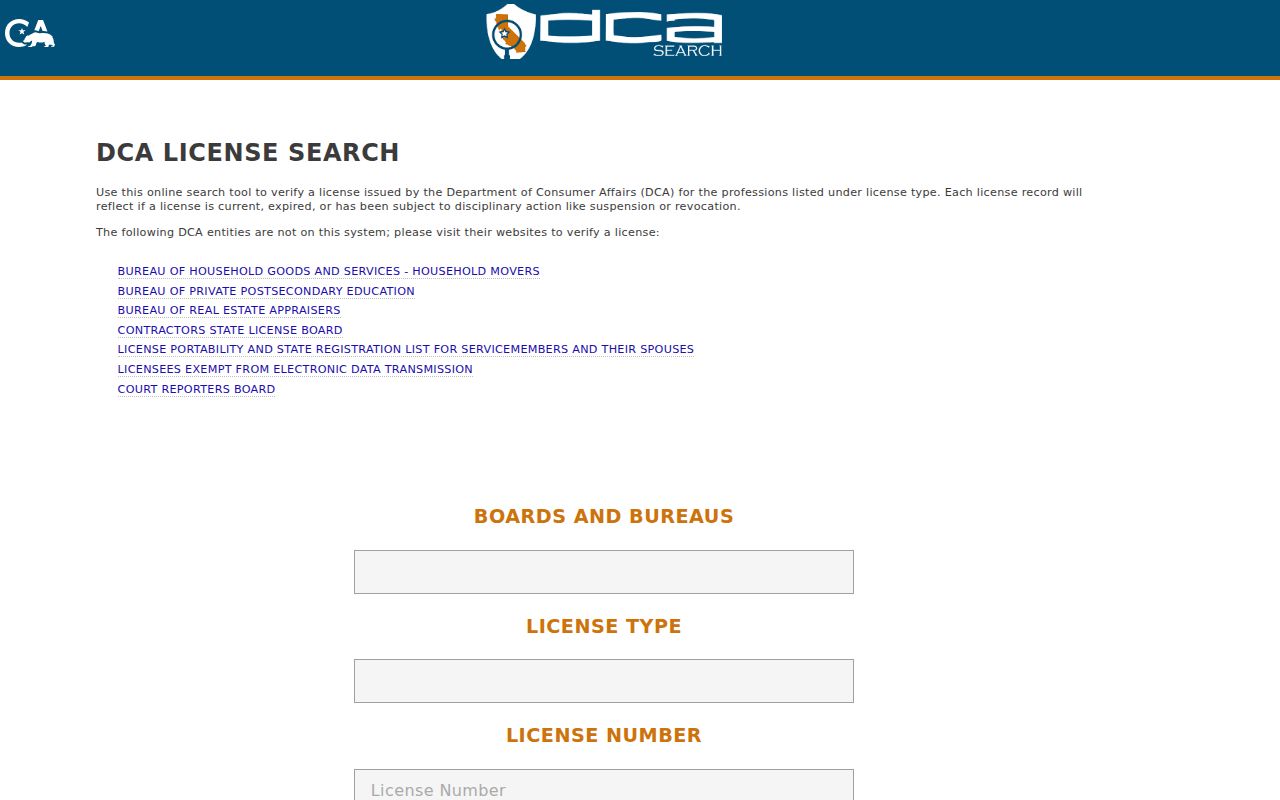 Stockton residents directory California professional license search