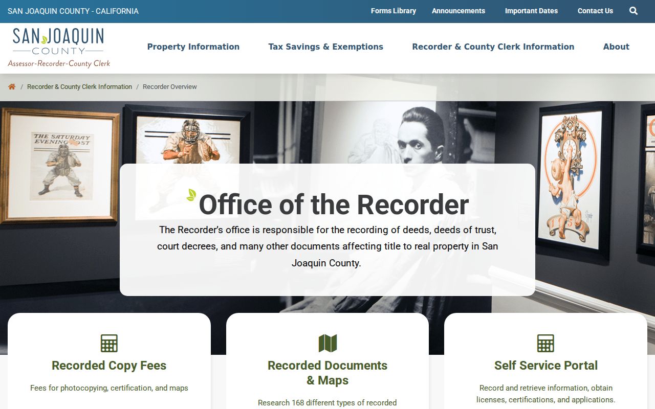 Stockton residents directory county Recorder office overview