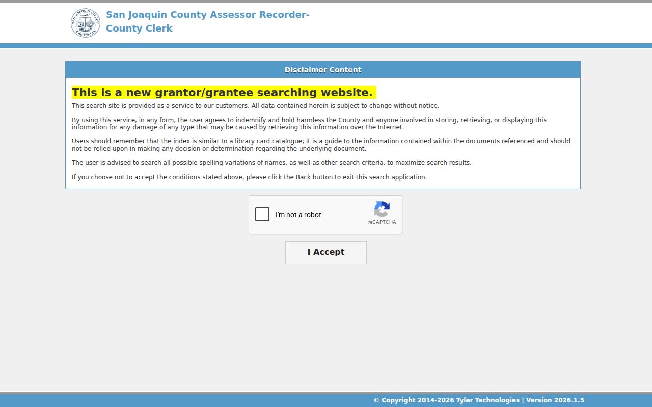 Stockton previous residents grantor grantee index