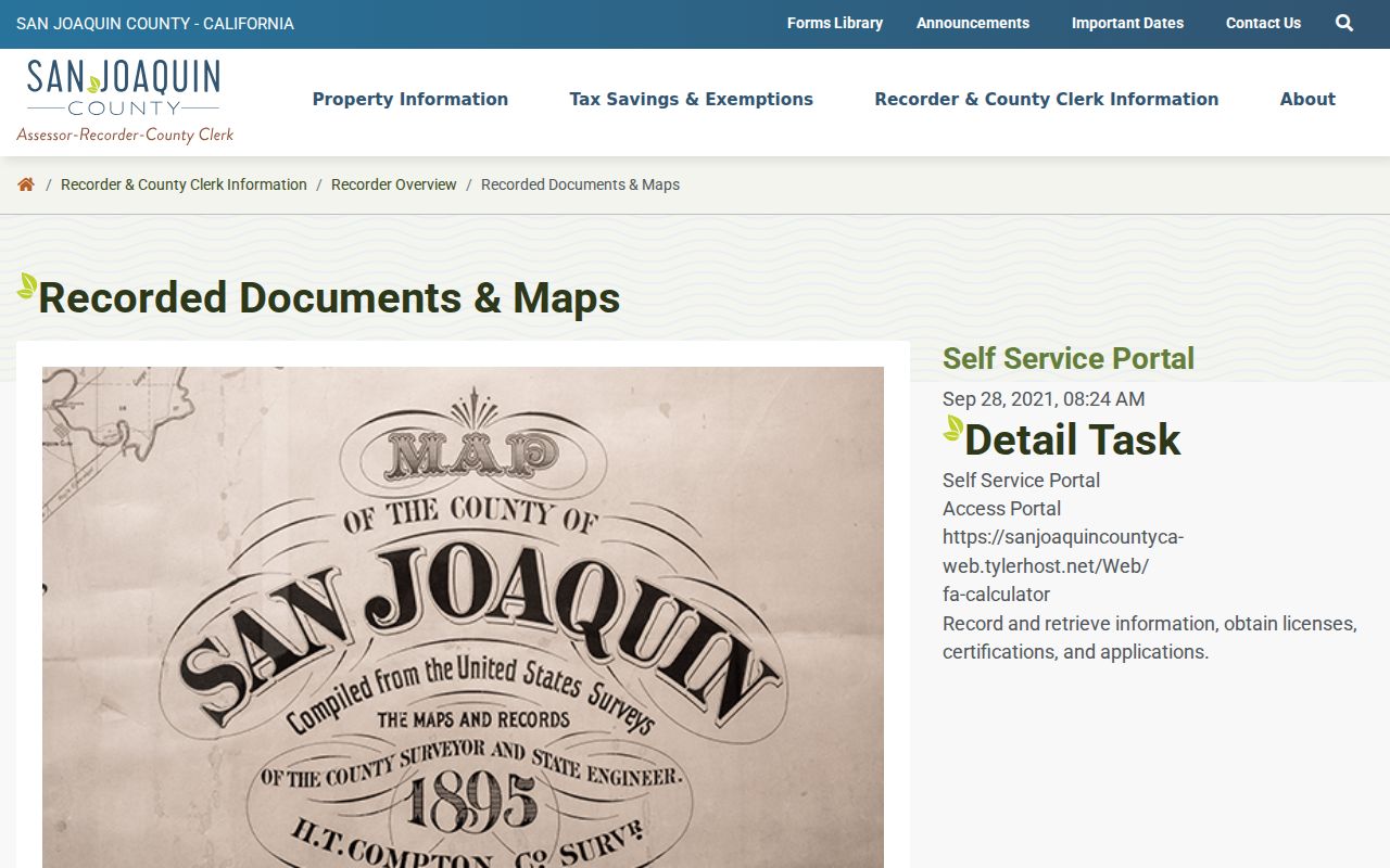 Stockton previous residents Recorder self service portal