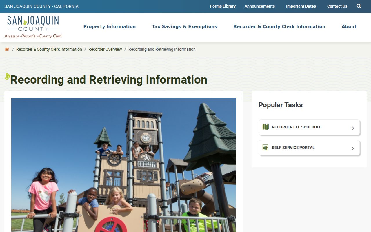 Stockton street directory recorded document retrieval instructions