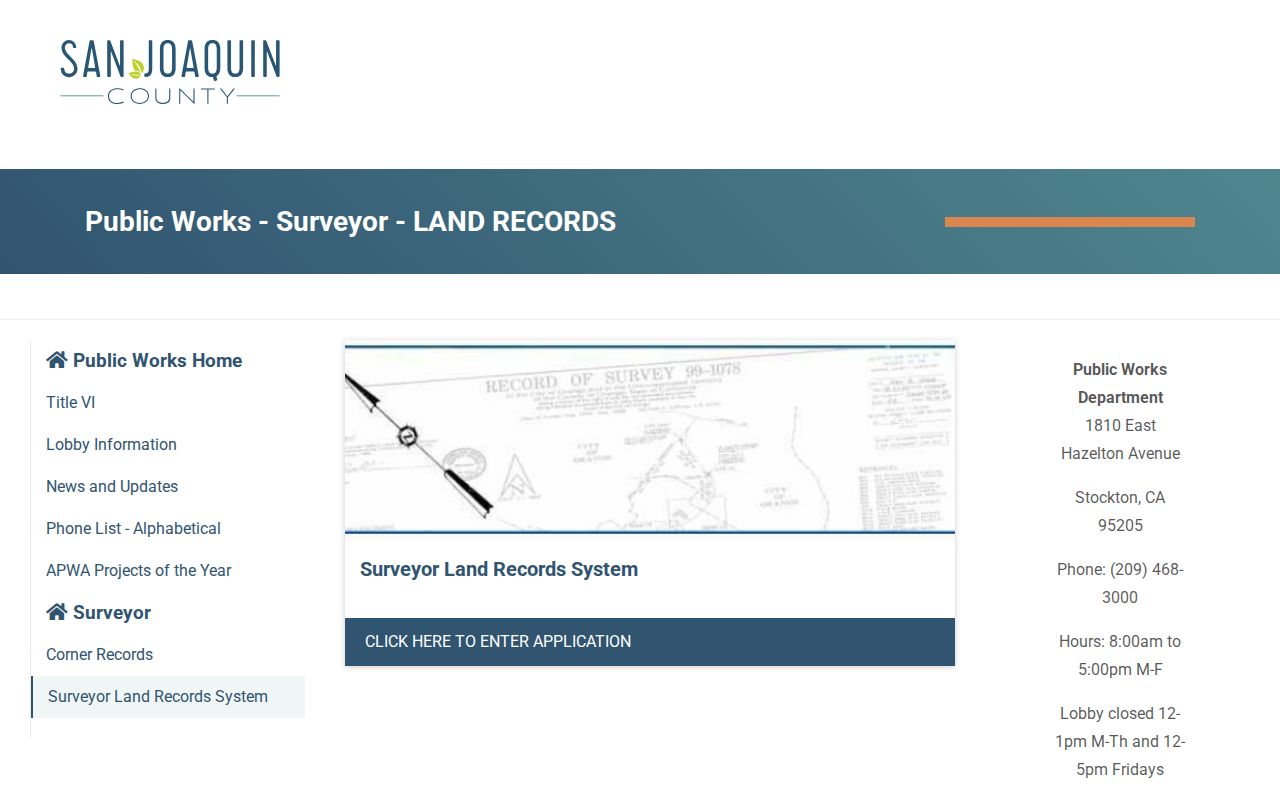 Stockton street directory Surveyor land records system
