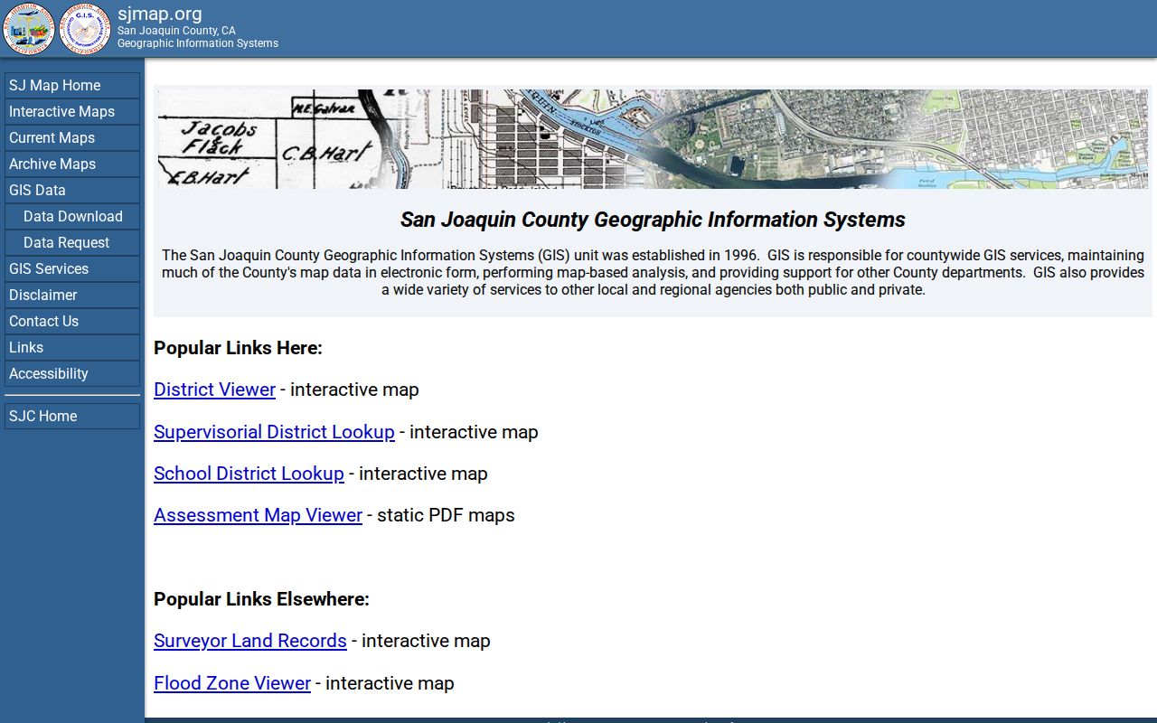 Stockton ZIP code directory county GIS viewer catalog